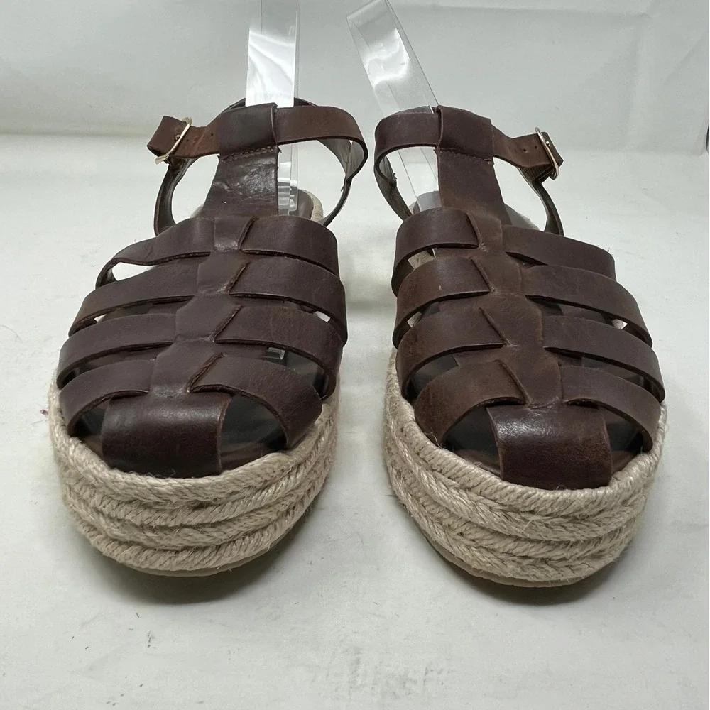 STEVE MADDEN Marlin Womens 10 Fisherman Sandals Brown Leather Espadrille